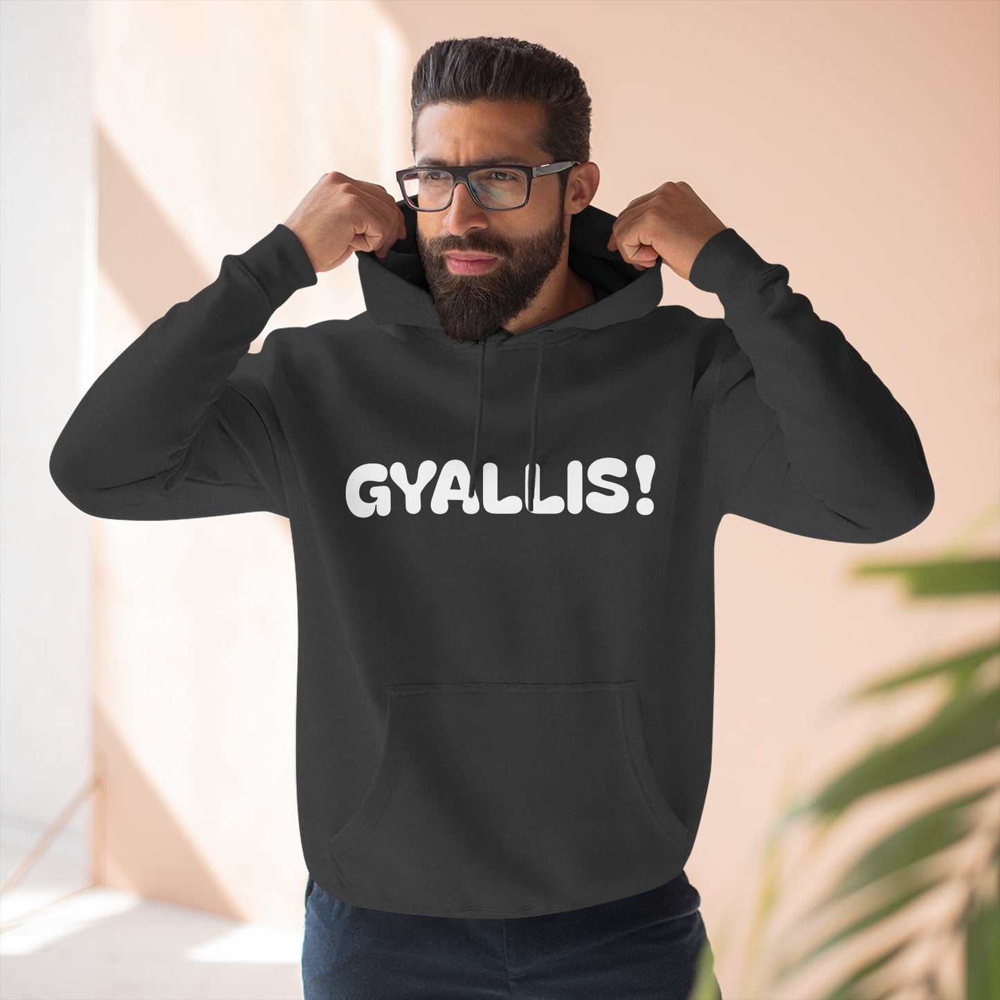 Playful Fleece Hoodie with Witty Text - Gyallis!