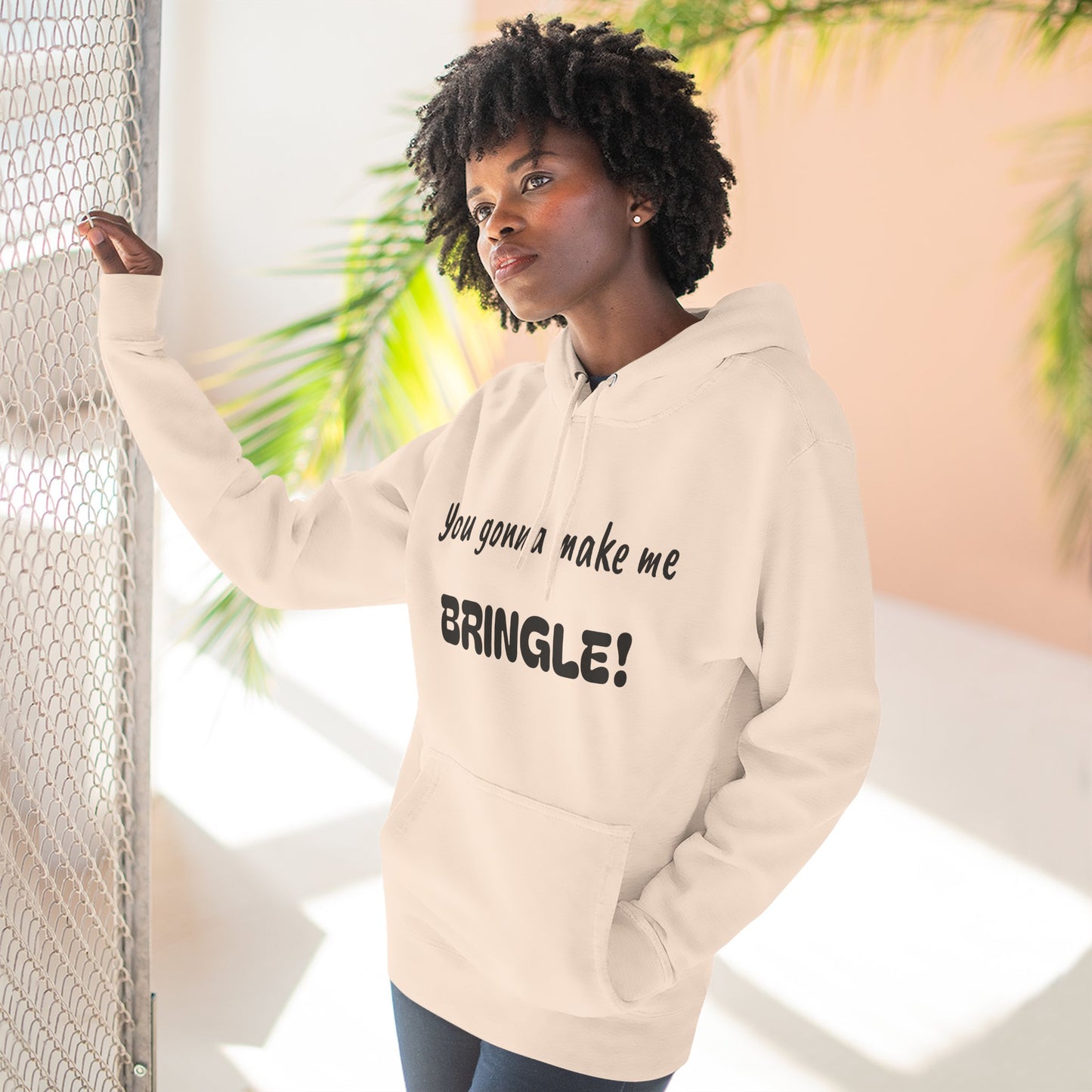 Playful Fleece Hoodie with Witty Text - Bringle