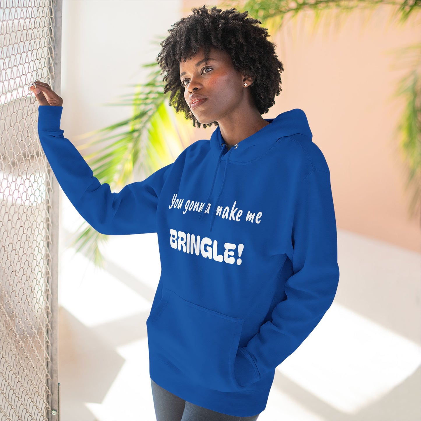 Playful Fleece Hoodie with Witty Text - Bringle