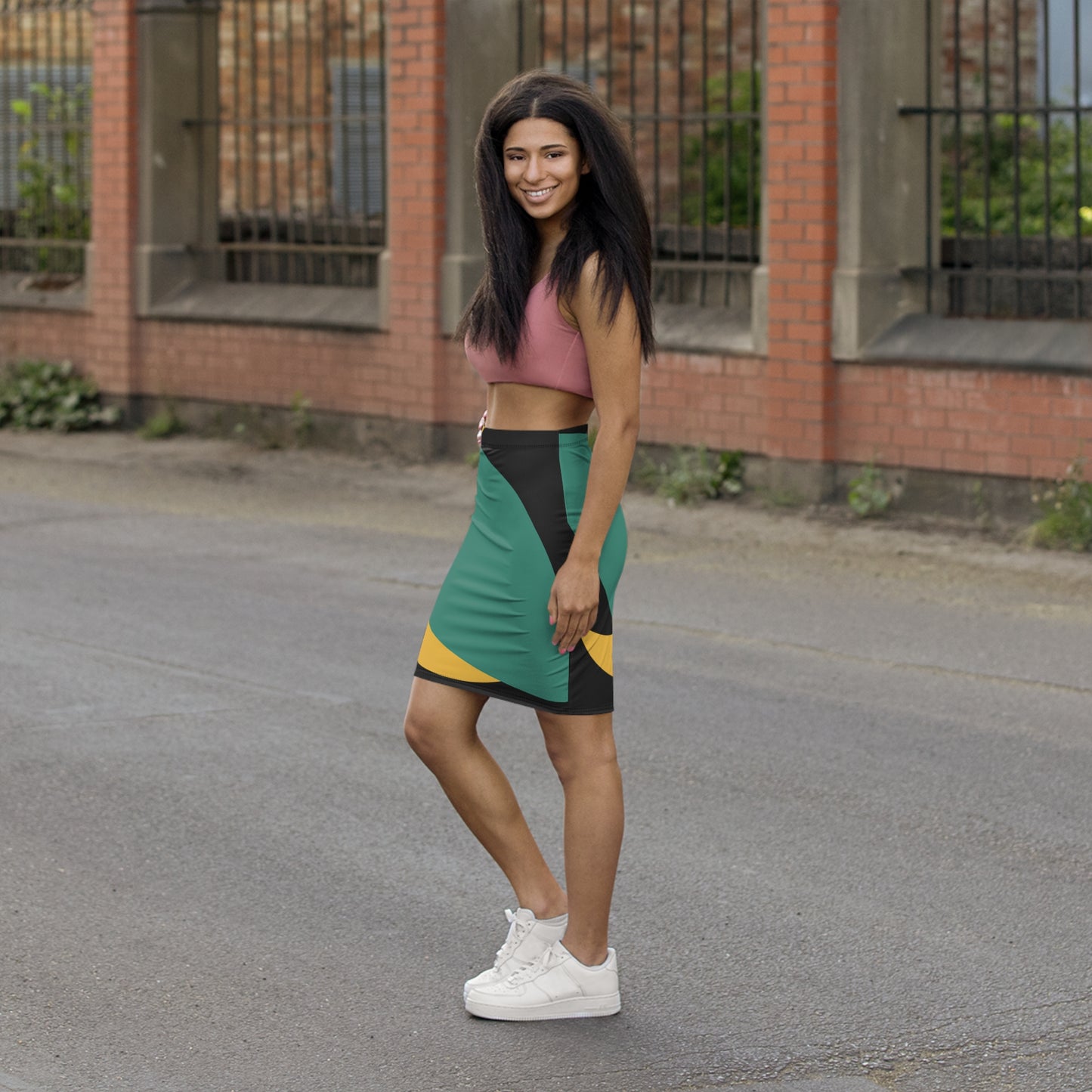 Colorful Mid-Waist Pencil Skirt Bl