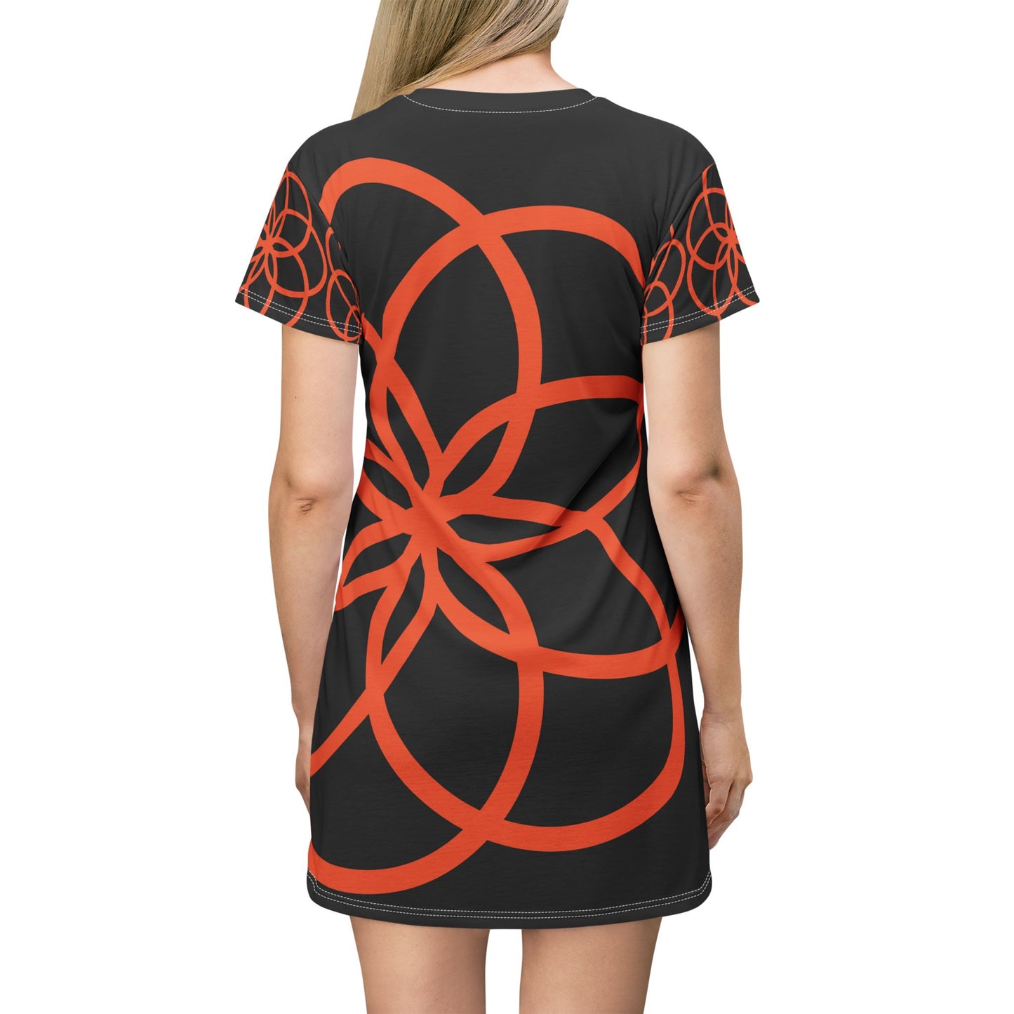 T-Shirt Dress Black Vibrant Print