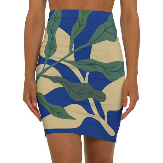 Botanical Mid-Waist Pencil Skirt B