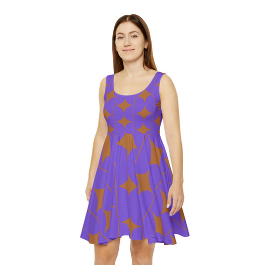 Abstract Print Skater Dress Earthen