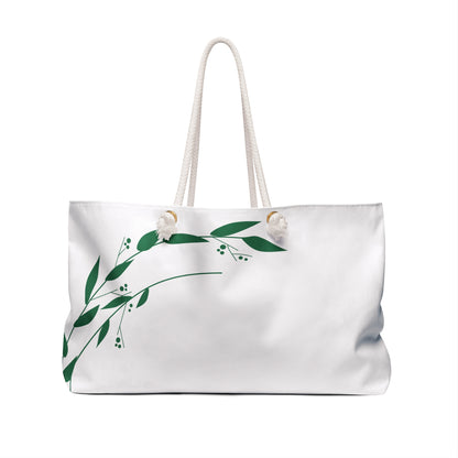 Autumn Leaf Weekender Bag – White Botanical Travel Tote