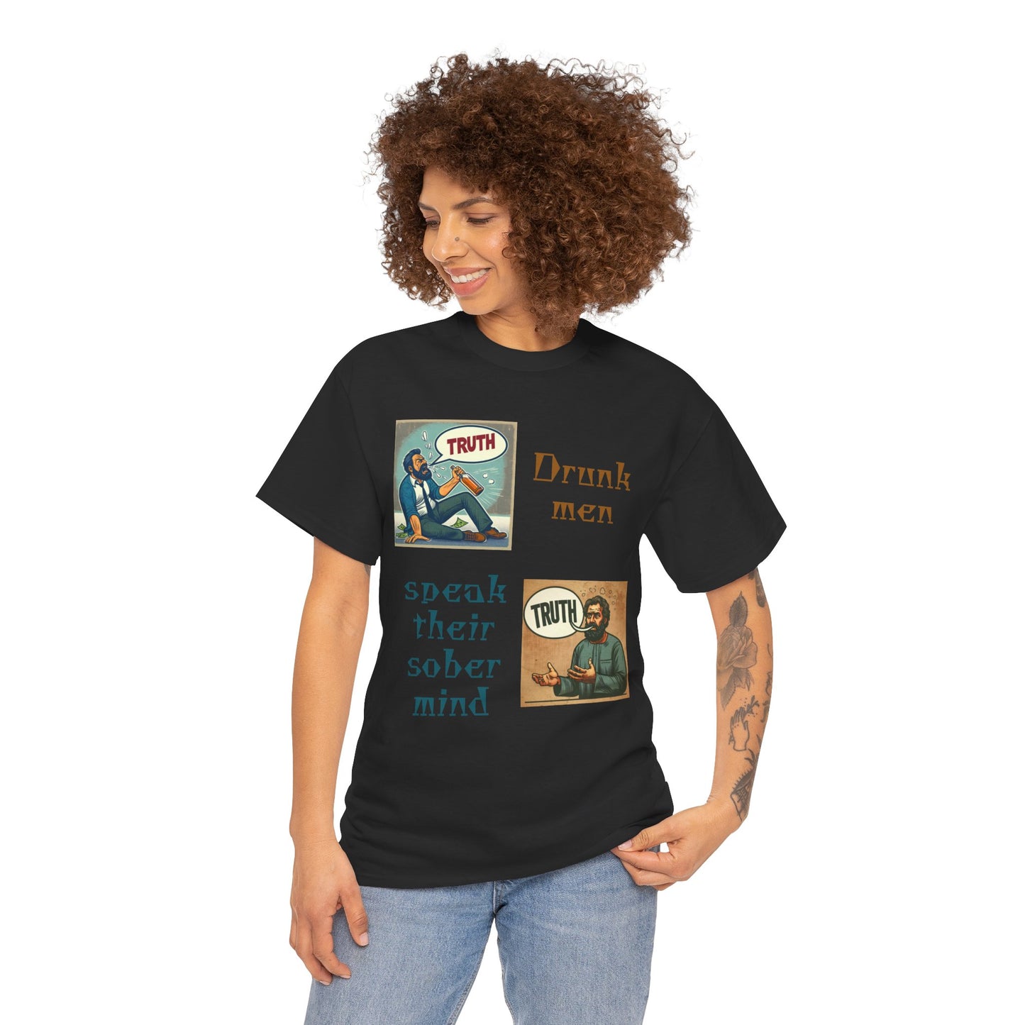 Drunk Men Sober Mind" Vintage Truth Design —  Graphic Tee