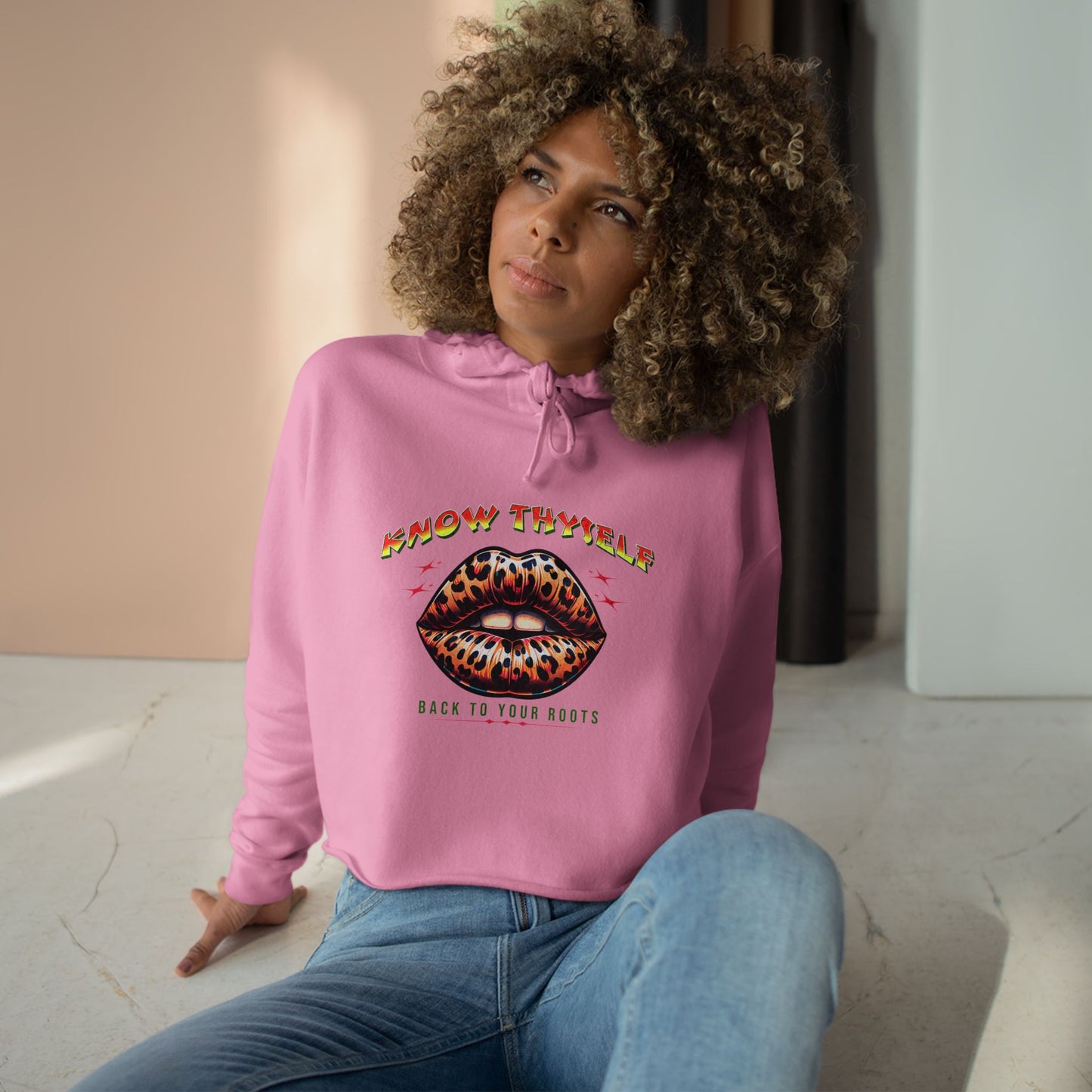 Know Thyself Crop Hoodie | Animal Print Graphic