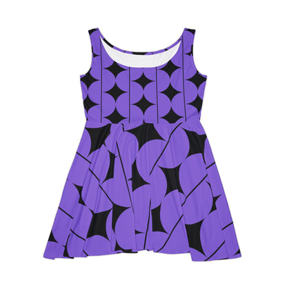 Abstract Print Skater Dress Purple