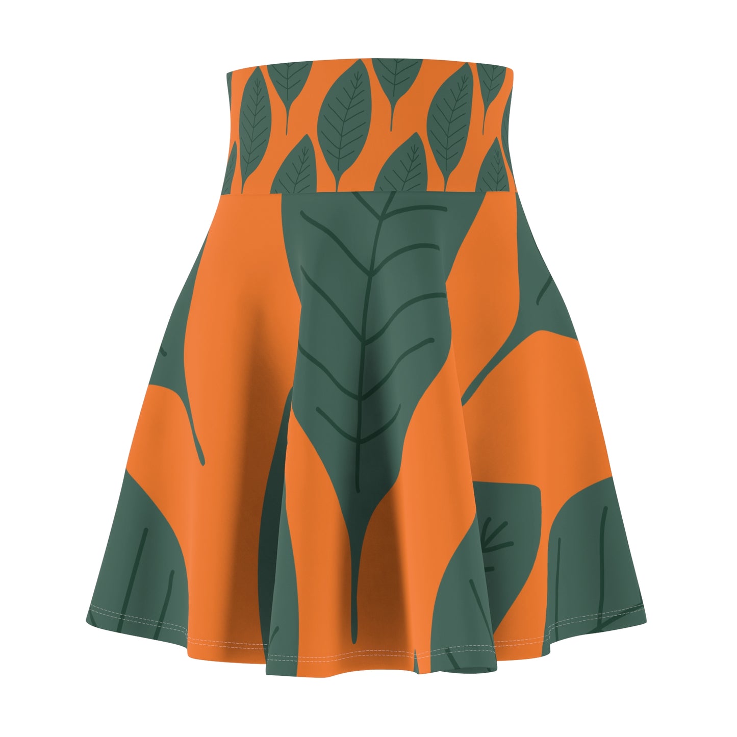 Botanical Print Women's Skater Skirt Orange