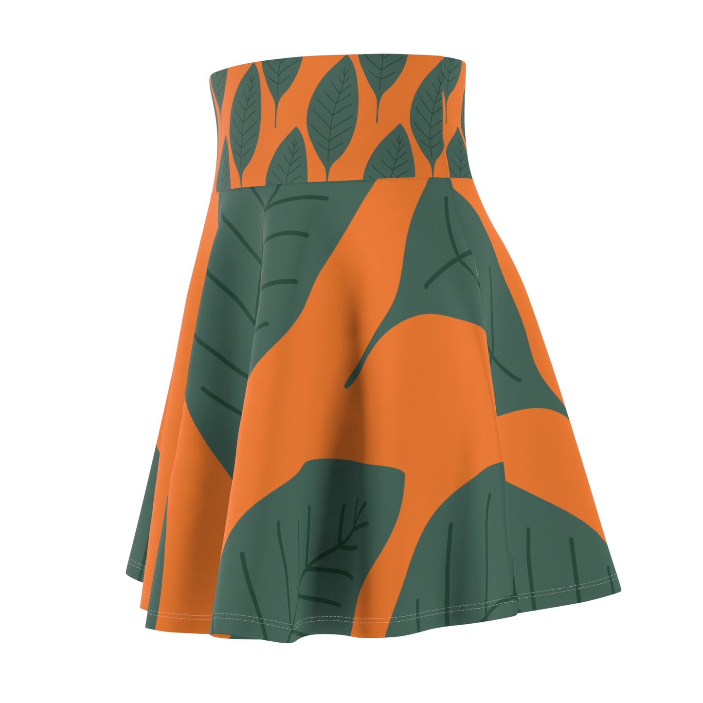 Botanical Print Women's Skater Skirt Orange