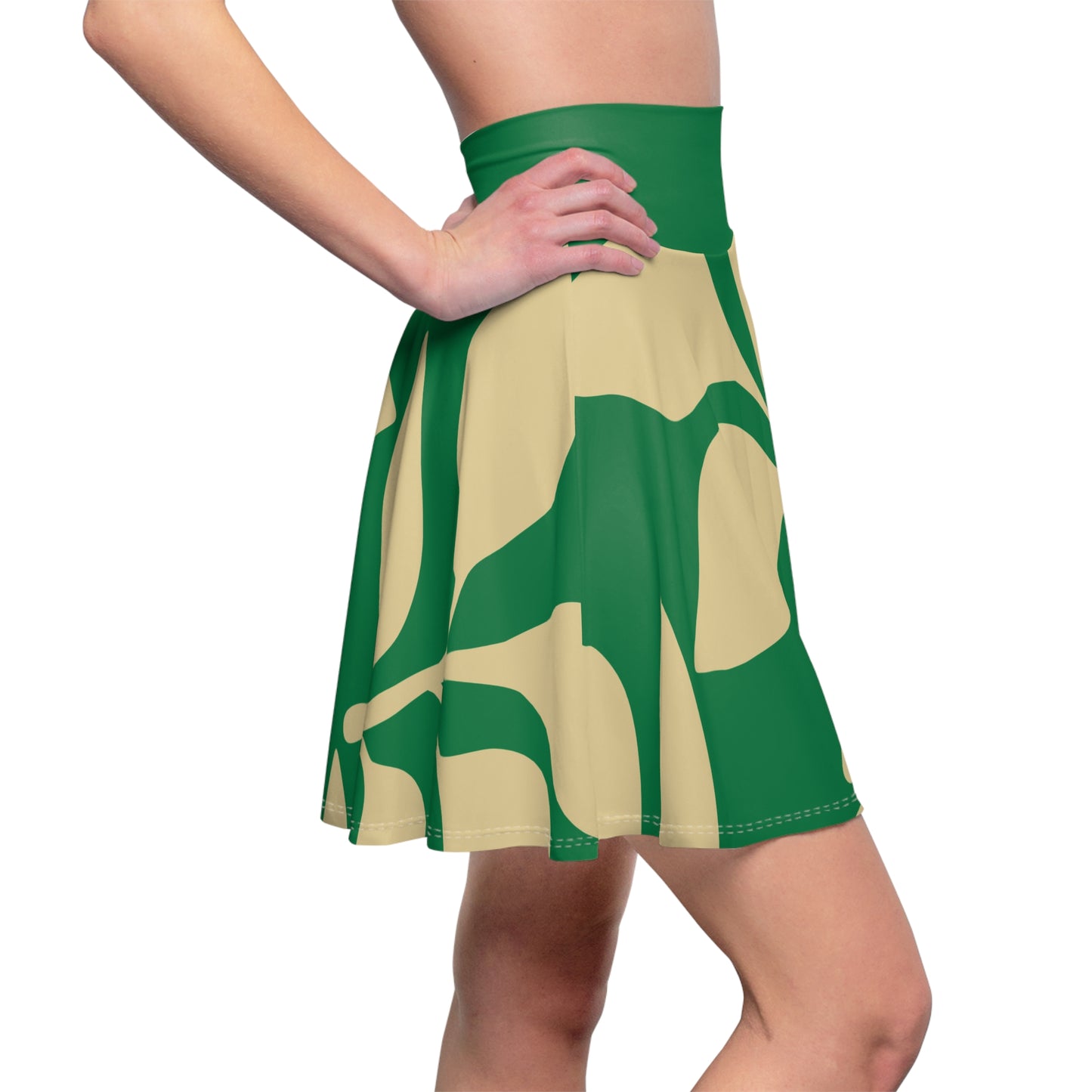 Botanical Print Women's Skater Skirt Green