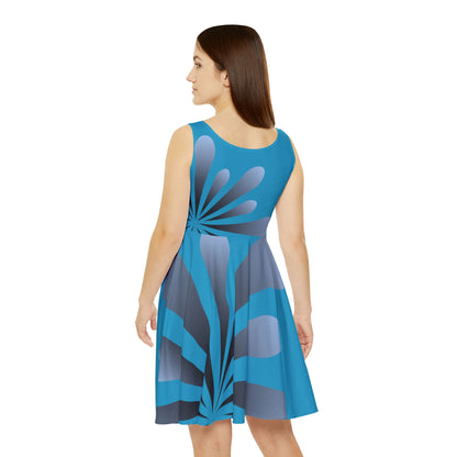 Abstract Print Skater Dress Ocean