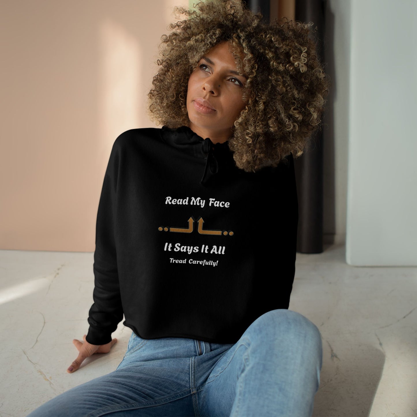Read My Face Crop Hoodie | Minimal Graphic