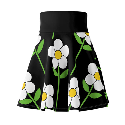 Botanical Print Women's Skater Skirt Black