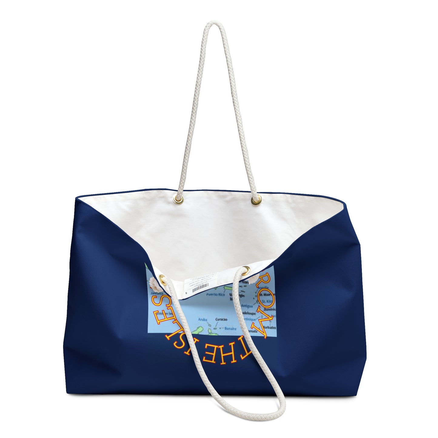 'Wisdom From The Isles' Weekender Bag – Navy Island Map Travel Tote