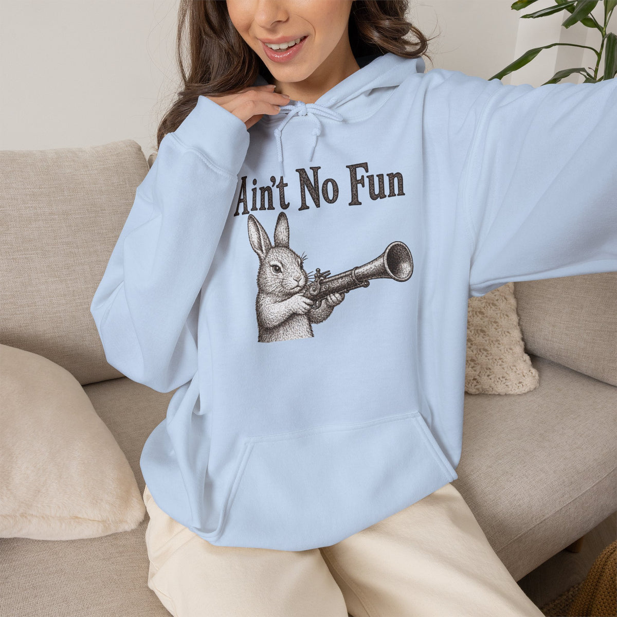 Ain't No Fun Rabbit Hoodie – Funny Vintage Animal Graphic Hoodie
