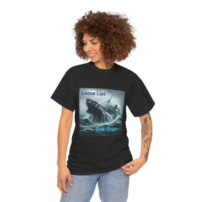 Loose Lips Sink Ships T‑Shirt — Nautical Vintage Shipwreck Tee