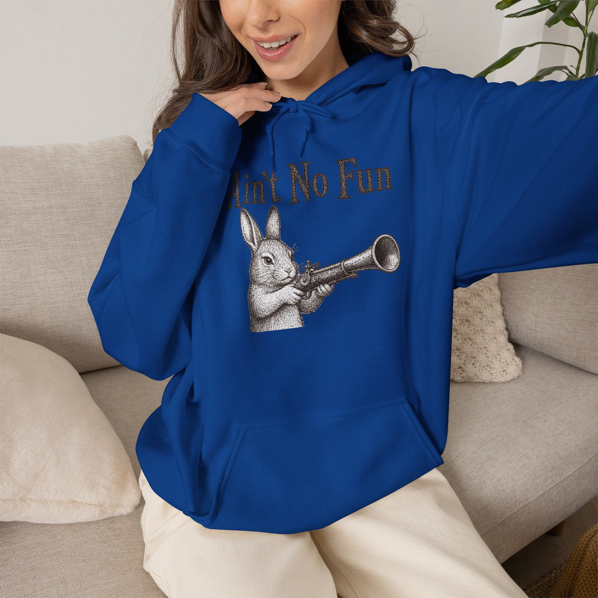 Ain't No Fun Rabbit Hoodie – Funny Vintage Animal Graphic Hoodie
