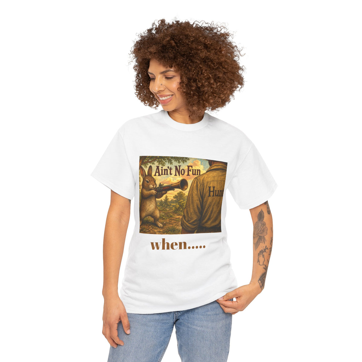 Vintage Bunny Graphic Wisdom Tee — "Ain't No Fun When..."