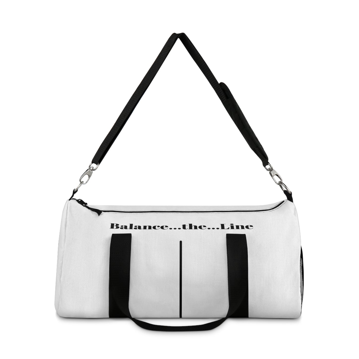 Balance...the...Line Duffel Bag — White Gym & Travel Tote