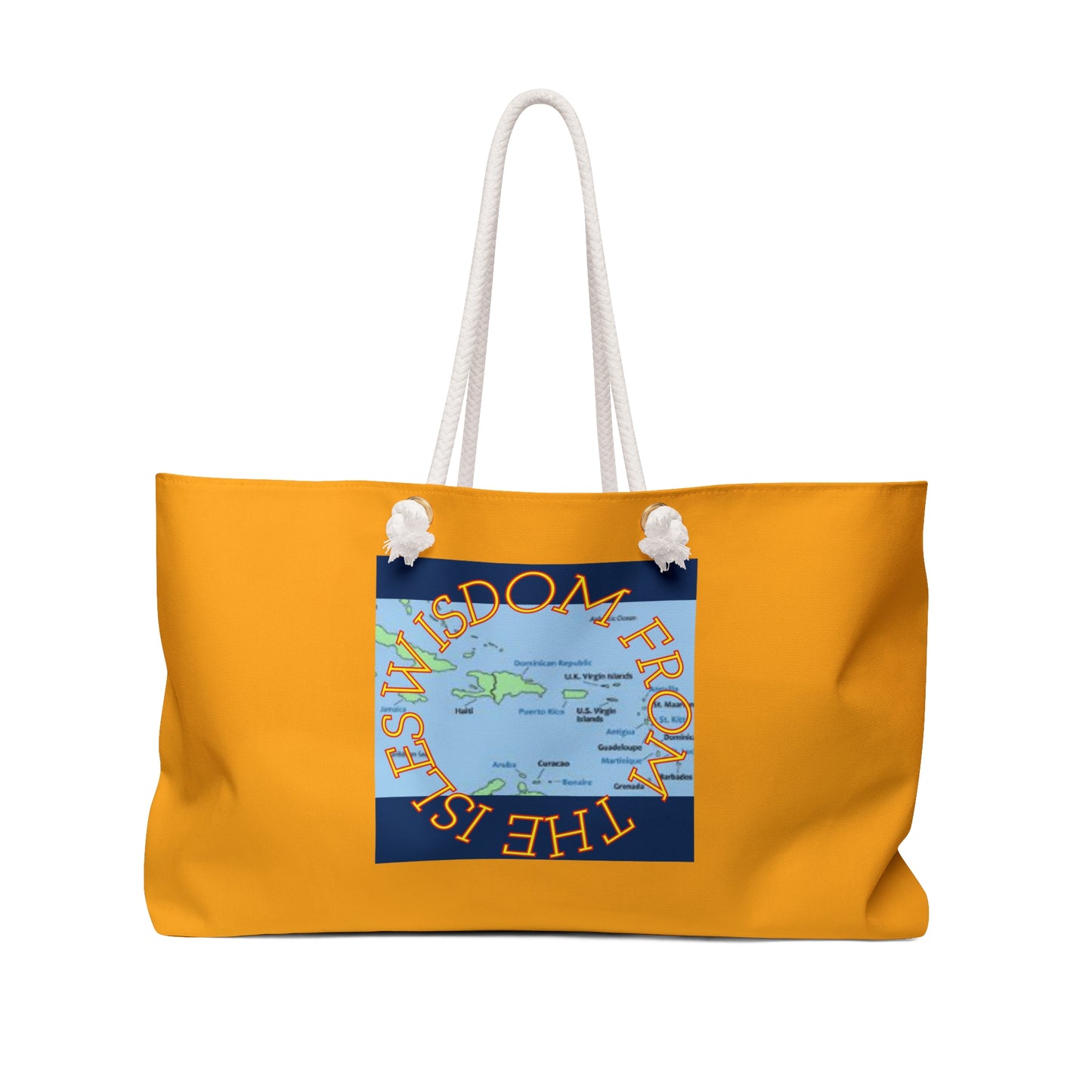 'Wisdom From The Isles' Weekender Bag – Golden Island Map Travel Tote