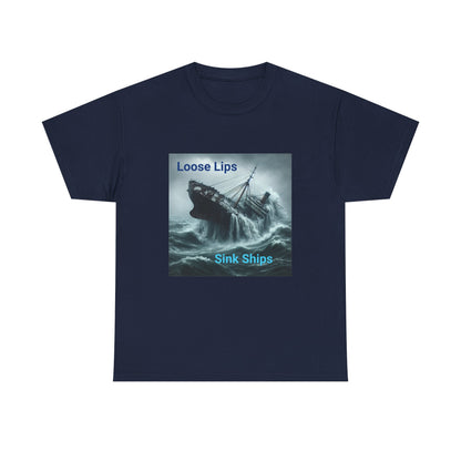 Loose Lips Sink Ships T‑Shirt — Nautical Vintage Shipwreck Tee