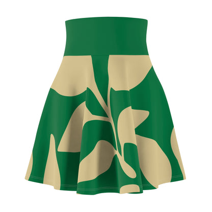 Botanical Print Women's Skater Skirt Green
