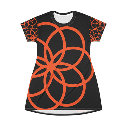 T-Shirt Dress Black Vibrant Print