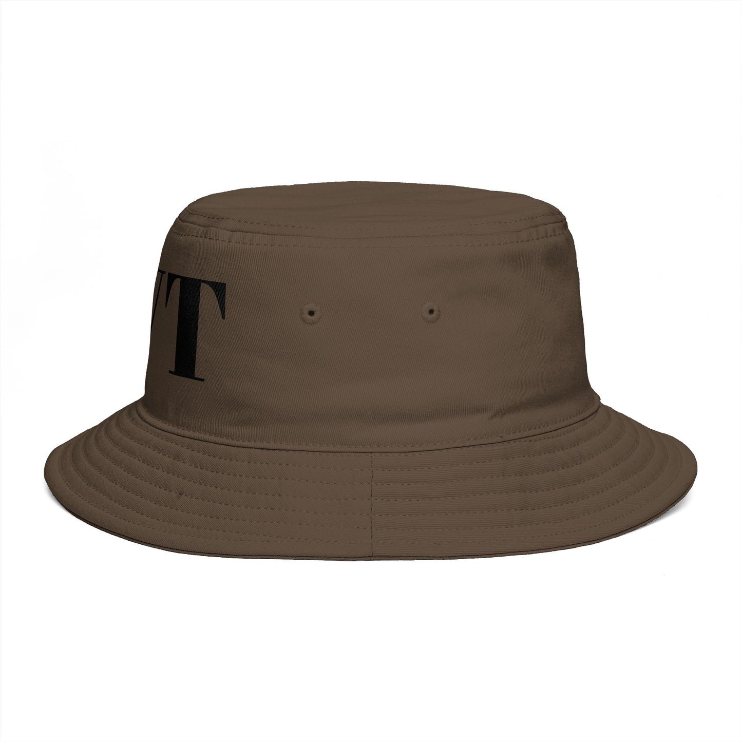 BVT Monogram Bucket Hat — Brown Casual Streetwear Sun Hat