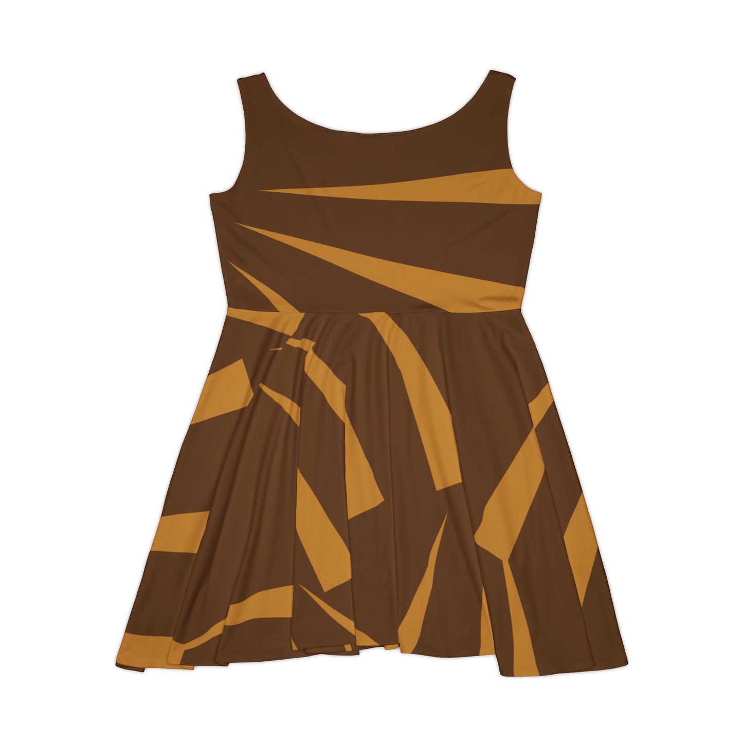Abstract Print Skater Dress Brown