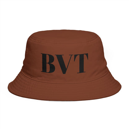 BVT Monogram Bucket Hat — Brown Casual Streetwear Sun Hat