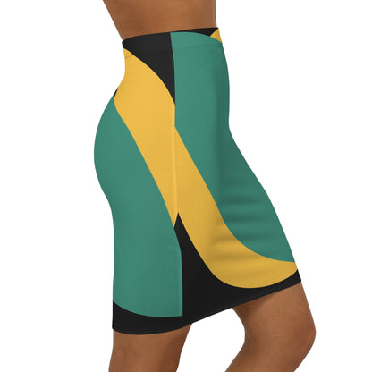 Colorful Mid-Waist Pencil Skirt Bl