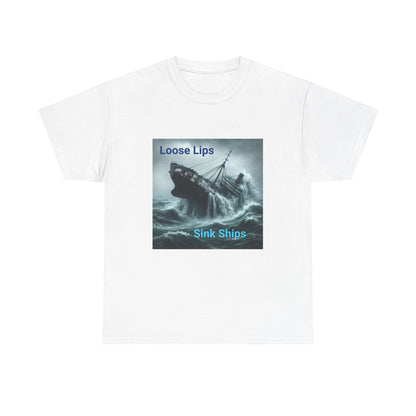 Loose Lips Sink Ships T‑Shirt — Nautical Vintage Shipwreck Tee