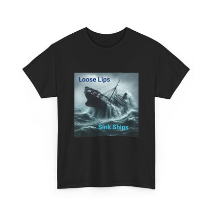 Loose Lips Sink Ships T‑Shirt — Nautical Vintage Shipwreck Tee