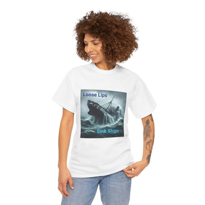 Loose Lips Sink Ships T‑Shirt — Nautical Vintage Shipwreck Tee