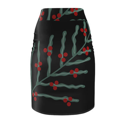 Festive Floral Women's Pencil Skirt BlR