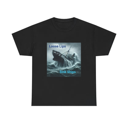 Loose Lips Sink Ships T‑Shirt — Nautical Vintage Shipwreck Tee