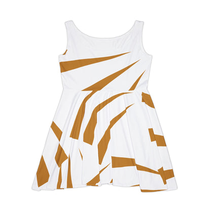 Abstract Print Skater Dress White