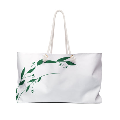Autumn Leaf Weekender Bag – White Botanical Travel Tote