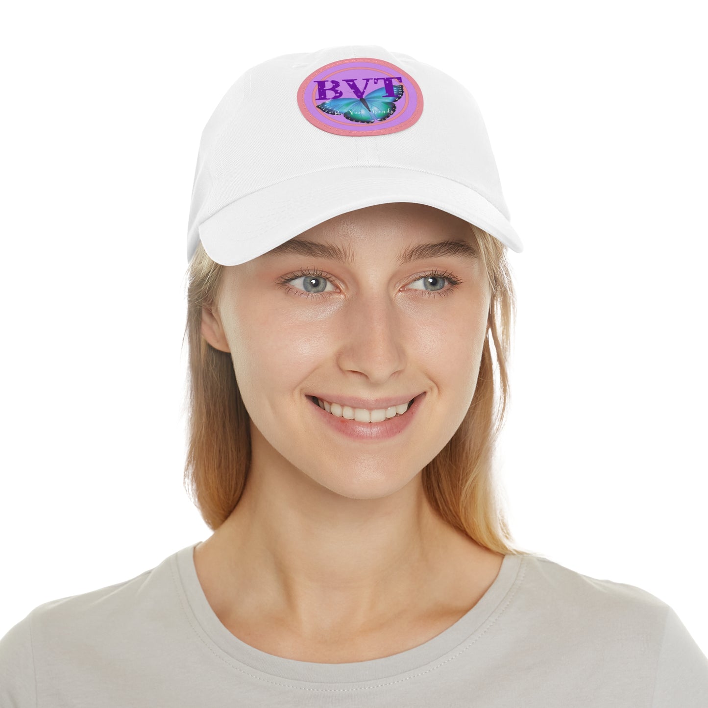 Butterfly Patch Dad Hat — BVT Logo White Cap