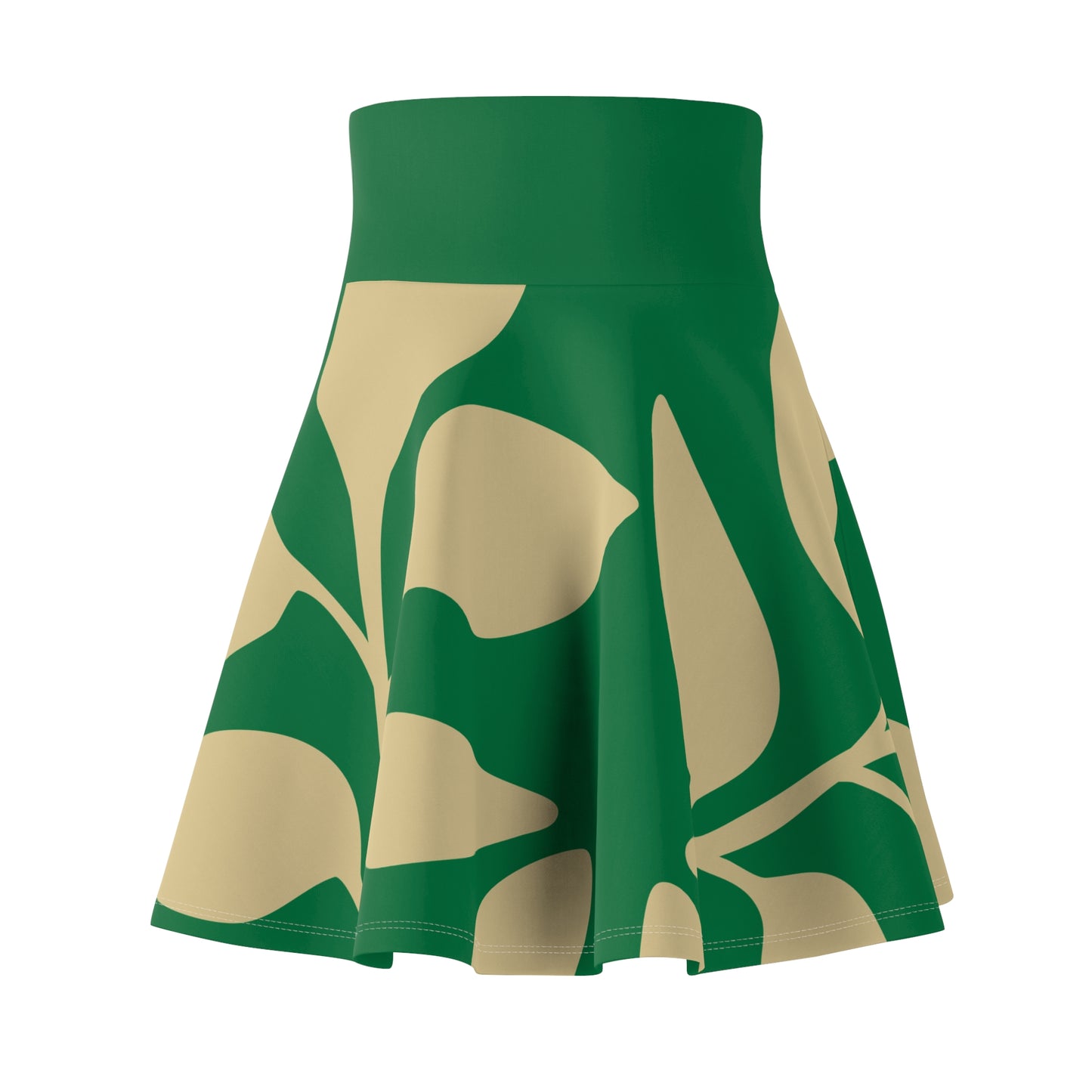 Botanical Print Women's Skater Skirt Green