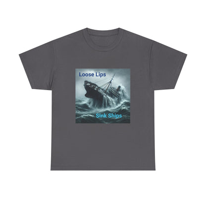 Loose Lips Sink Ships T‑Shirt — Nautical Vintage Shipwreck Tee