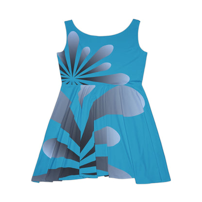 Abstract Print Skater Dress Ocean