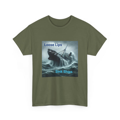 Loose Lips Sink Ships T‑Shirt — Nautical Vintage Shipwreck Tee