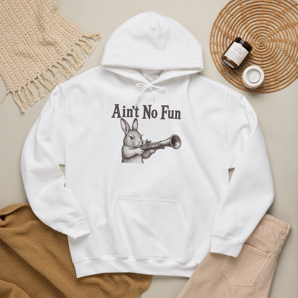 Ain't No Fun Rabbit Hoodie – Funny Vintage Animal Graphic Hoodie