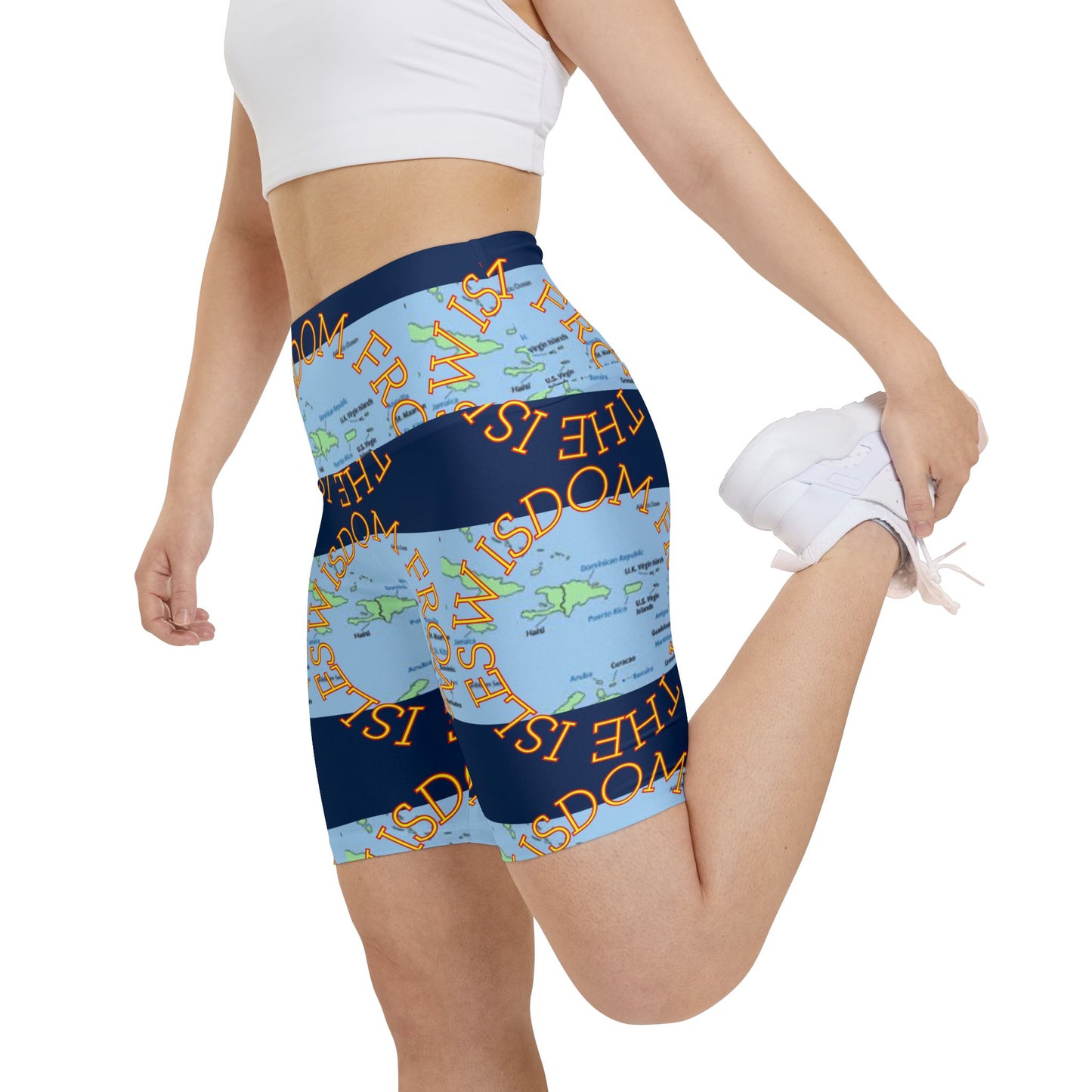 Workout Shorts — 'Wisdom From The Isles' Island Map