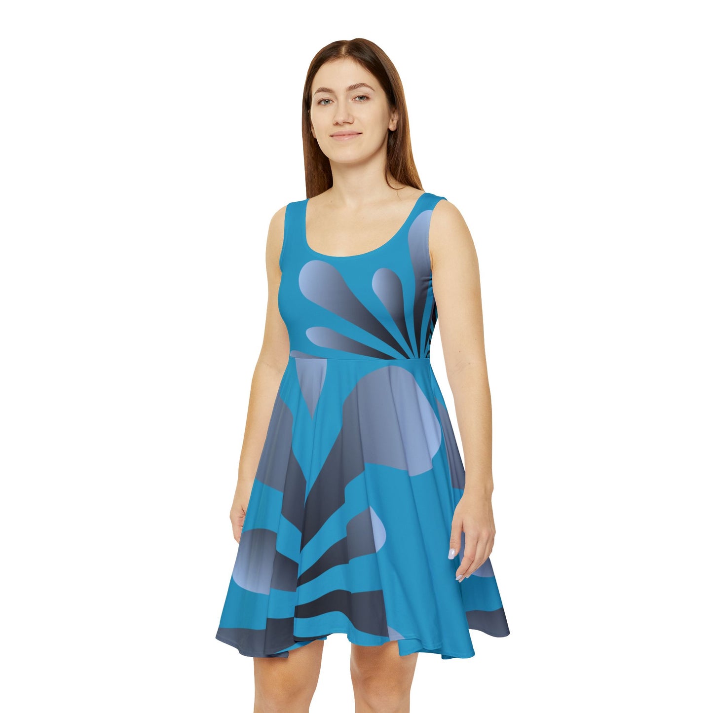 Abstract Print Skater Dress Ocean