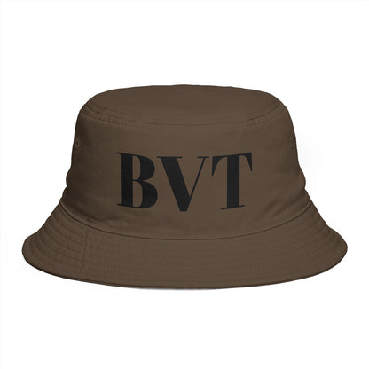 BVT Monogram Bucket Hat — Brown Casual Streetwear Sun Hat