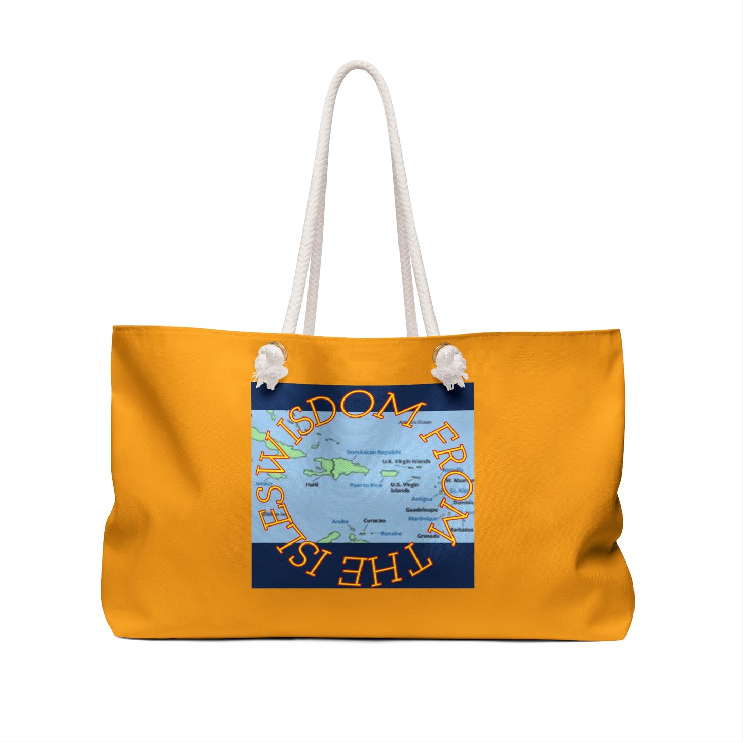 'Wisdom From The Isles' Weekender Bag – Golden Island Map Travel Tote