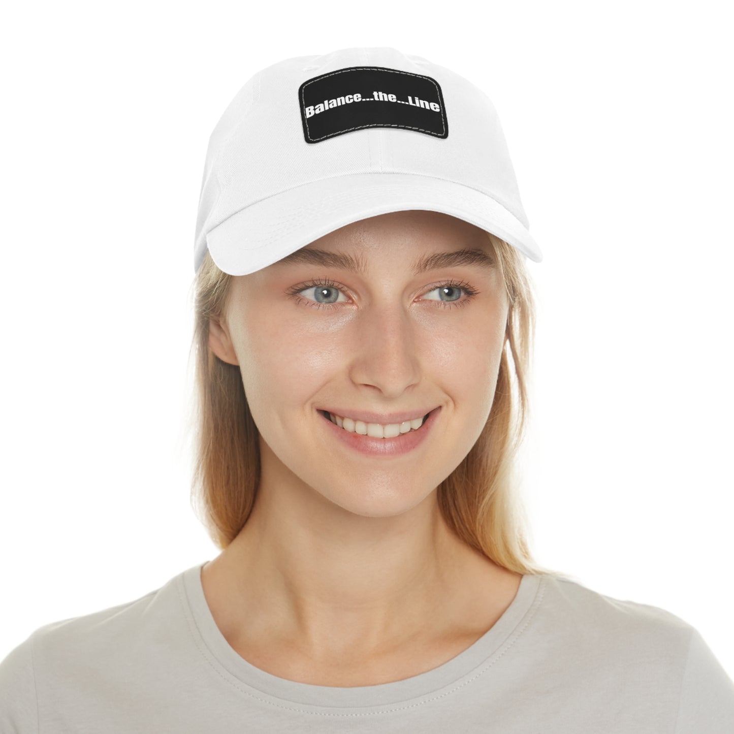 "Balance...the...Line" Statement Cap — White Dad Hat