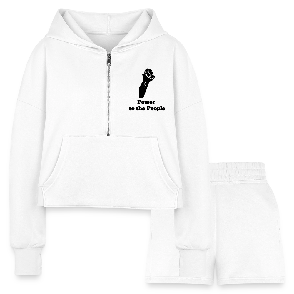 Women’s PttP Cropped Hoodie & Jogger Short Set - white